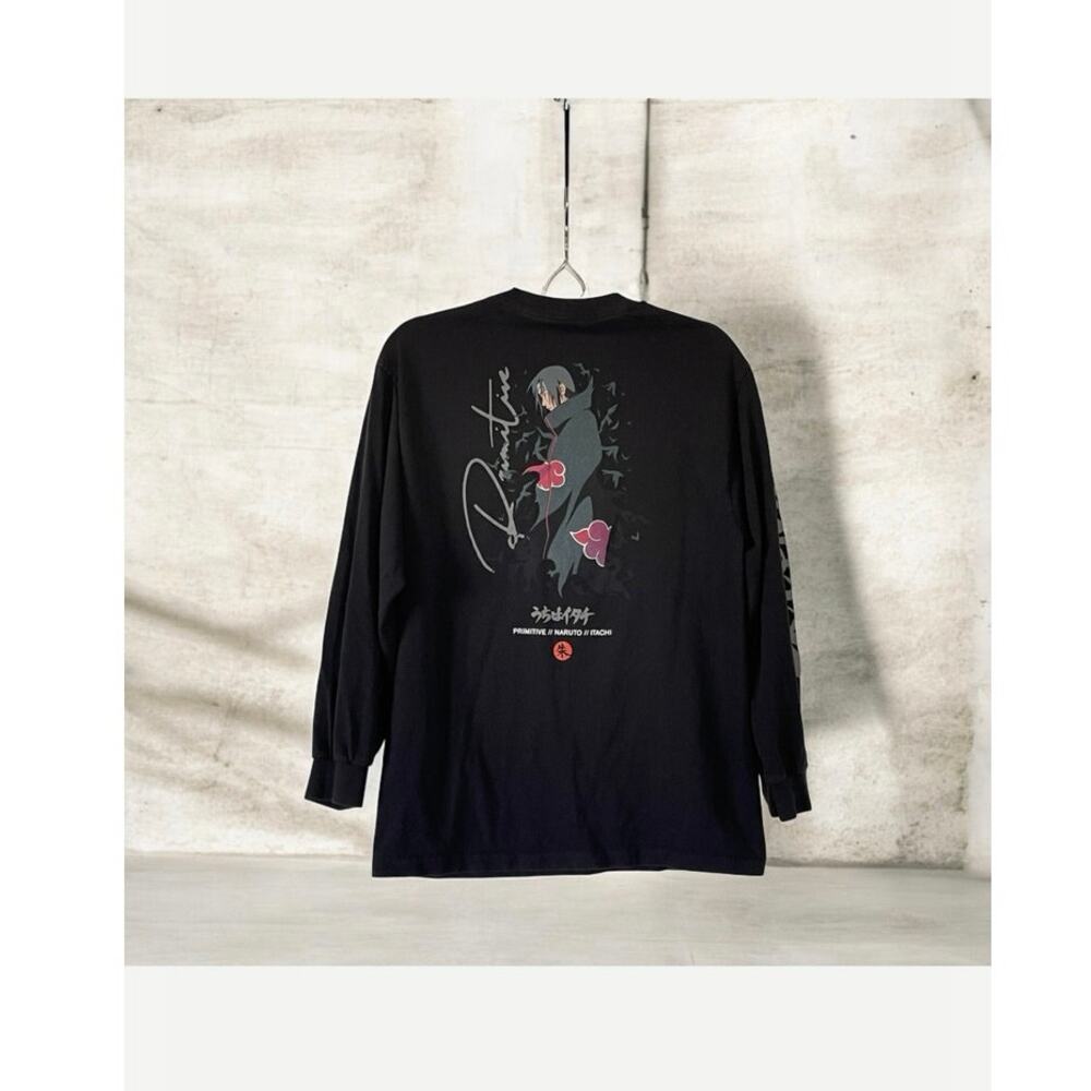 Primitive x Naruto Itachi Long Sleeve T-Shirt Mens M Black Pullover Anime